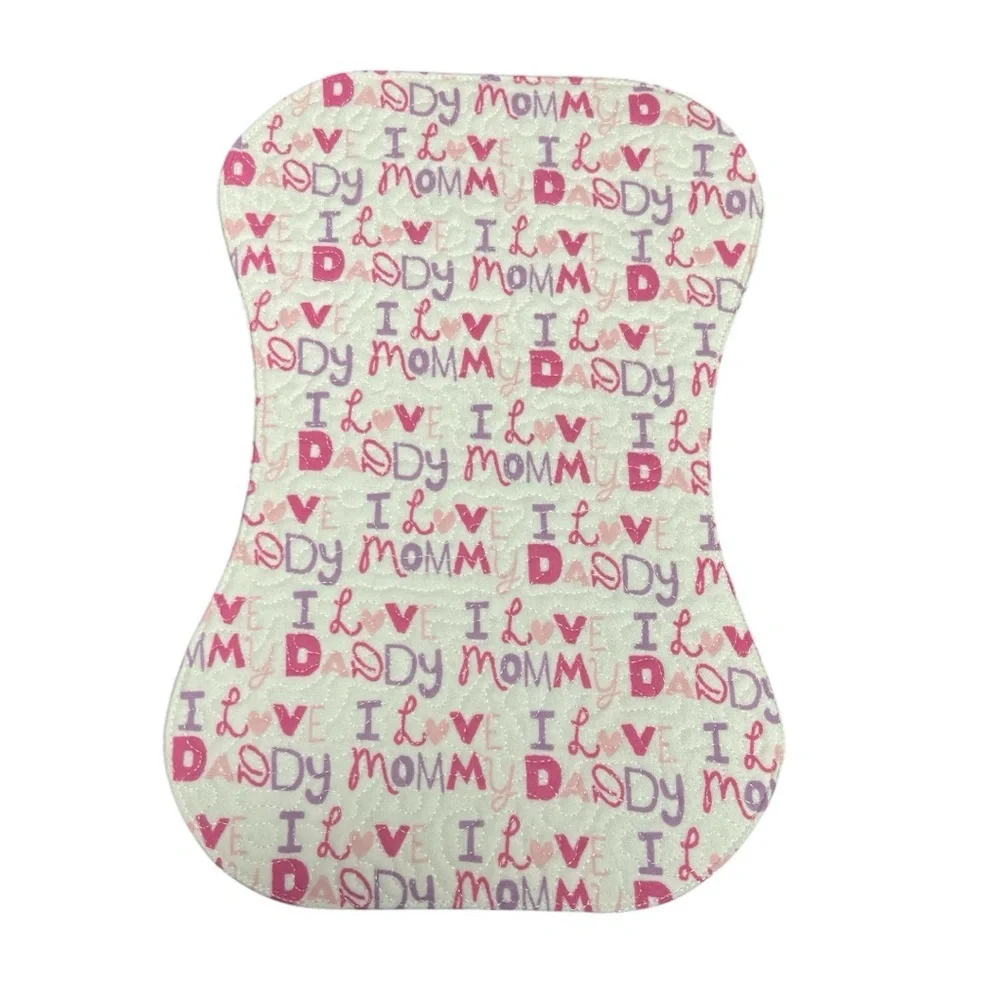 Hand Crafted Flannel Burp Cloth Contoured Padded Fabric Quilted Reversible